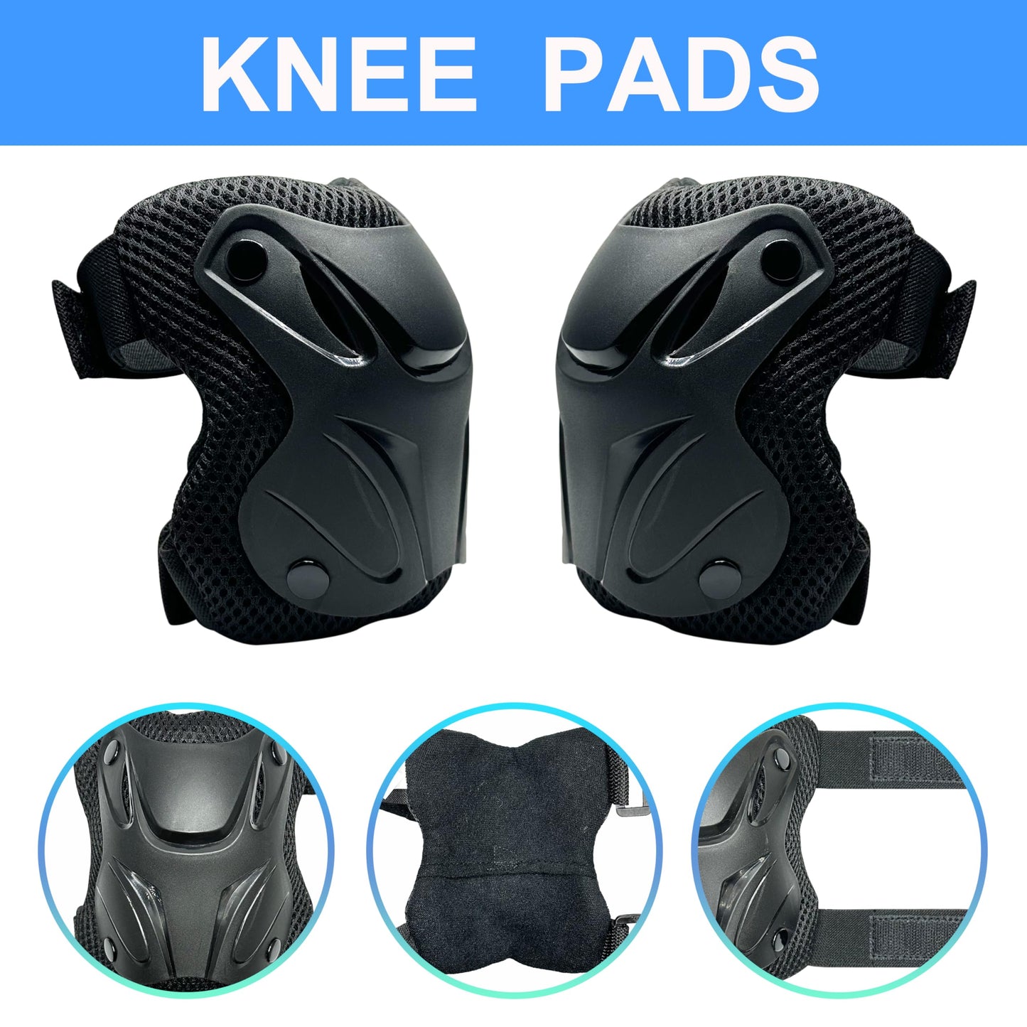 ENHERWE 12-16 Years Kids Youth Protective Gear Set,Include Knee Pads,Wrist Guards and Elbow Pads,Protective Gear Set for Inline Skating,Cycling,Bike Rollerblading and Kids Skateboard,Roller Skates