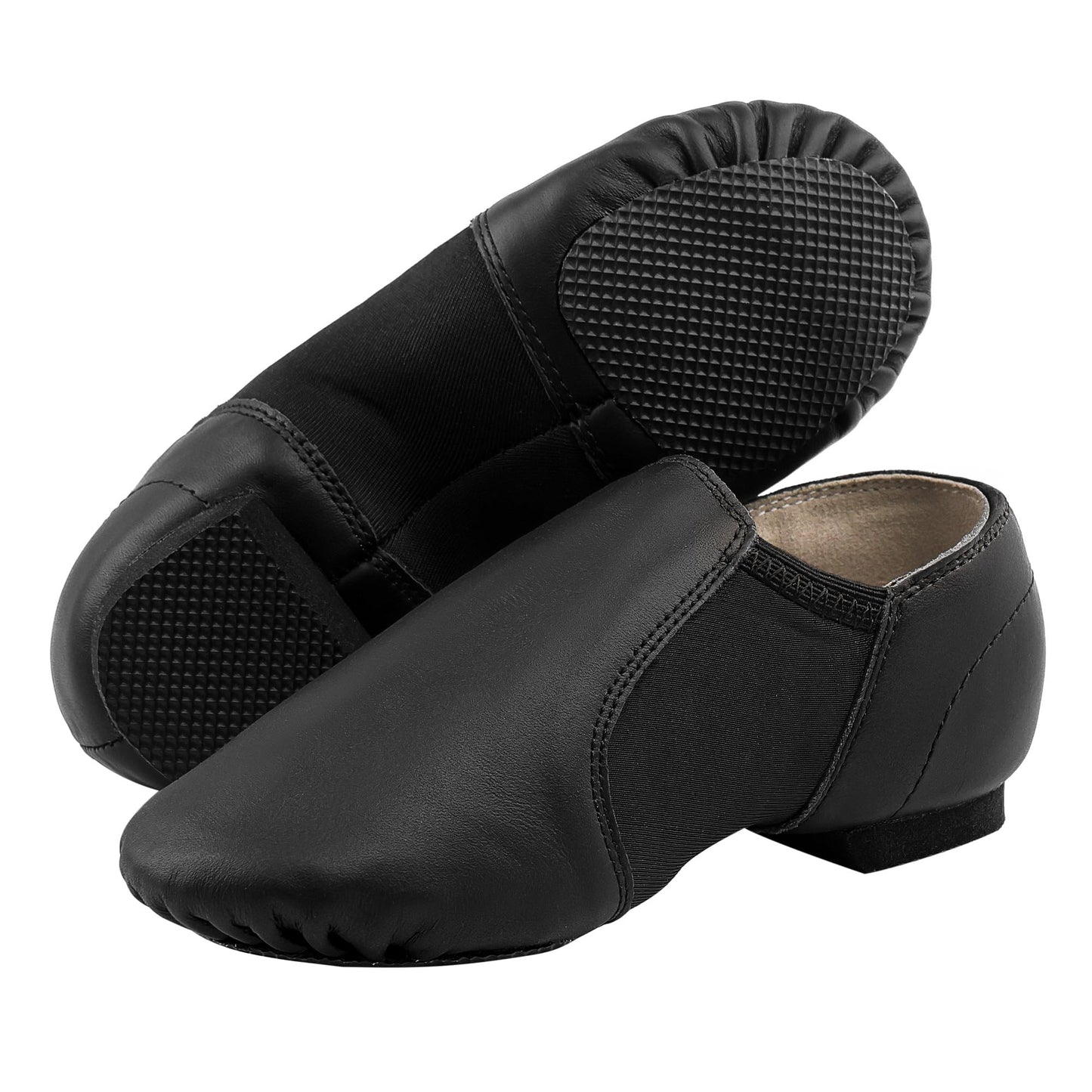 Linodes Leather Jazz Shoe Slip On (Big Kid Unisex), Black, Size 4