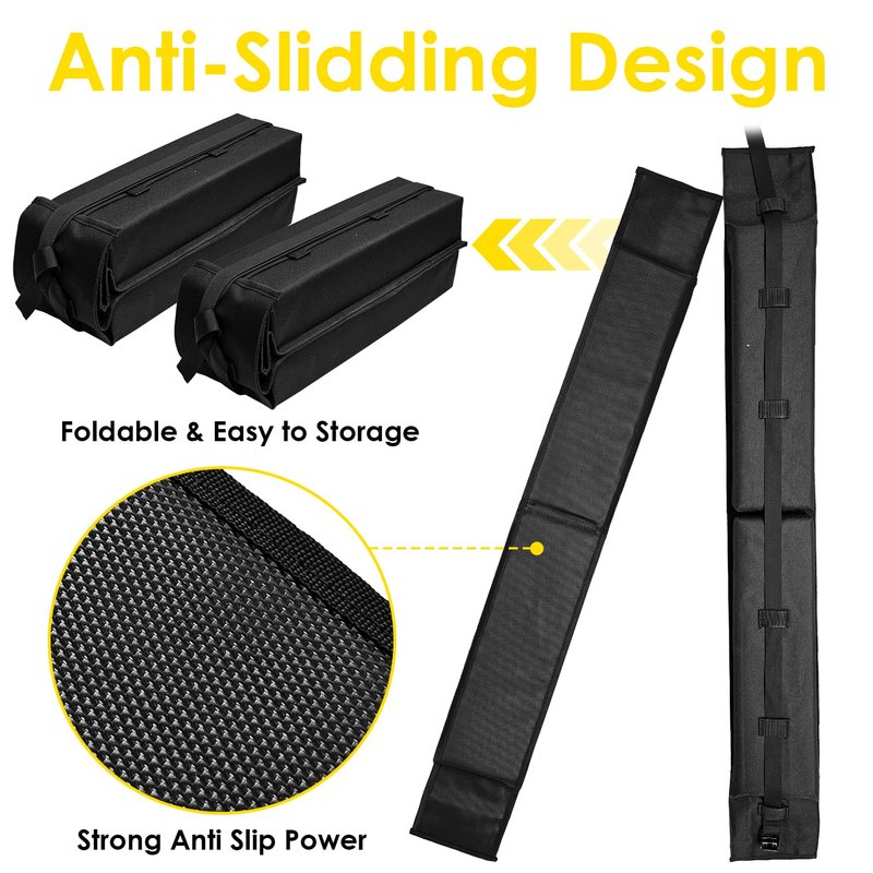 Socpuro Soft Roof Rack Pads for Kayak Surfboard SUP Canoe, Universal Car Roof Rack System with Tie Down Straps
