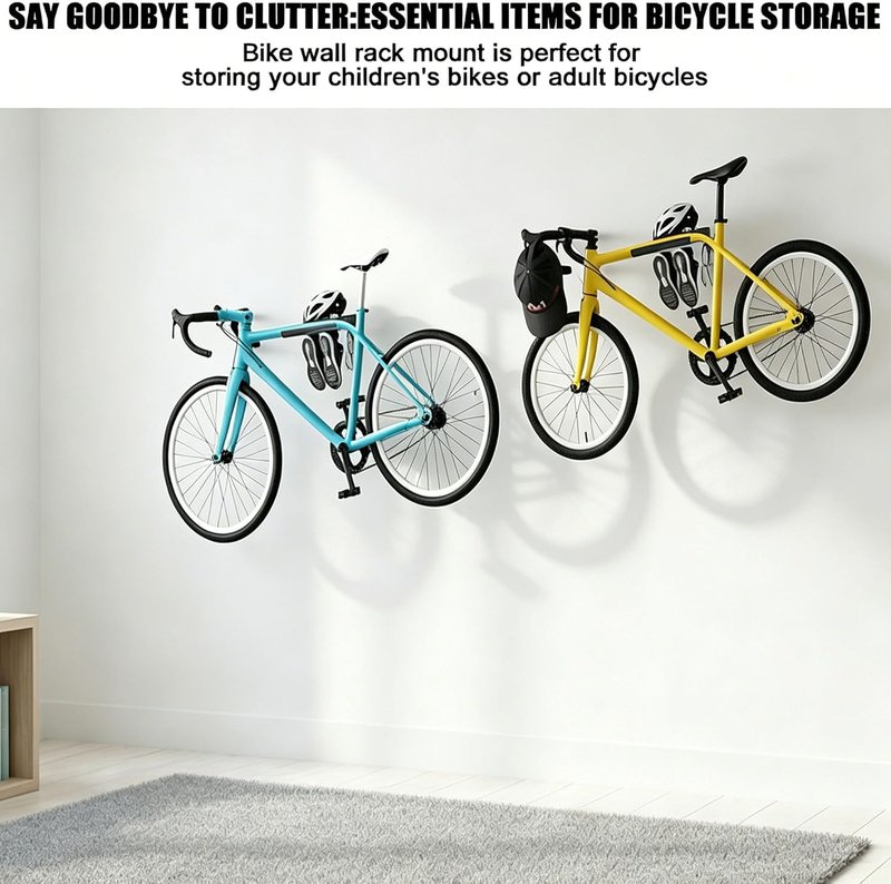 Heavy Duty Bike Wall Mount | Space-Saving Indoor Storage Rack for Road, Mountain & Hybrid Bikes - Holds Up to 66lbs