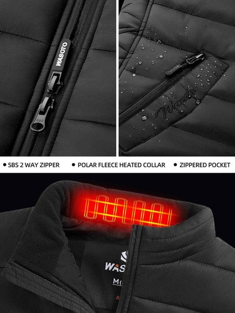 WASOTO Heated Vest Women With 16000 mAh Battery Pack Charger Included Rechargeable Washable Electric Lightweight Women's Heated Vest For Indoor Outdoor Cycling Ice Skating Walking（Black,M）