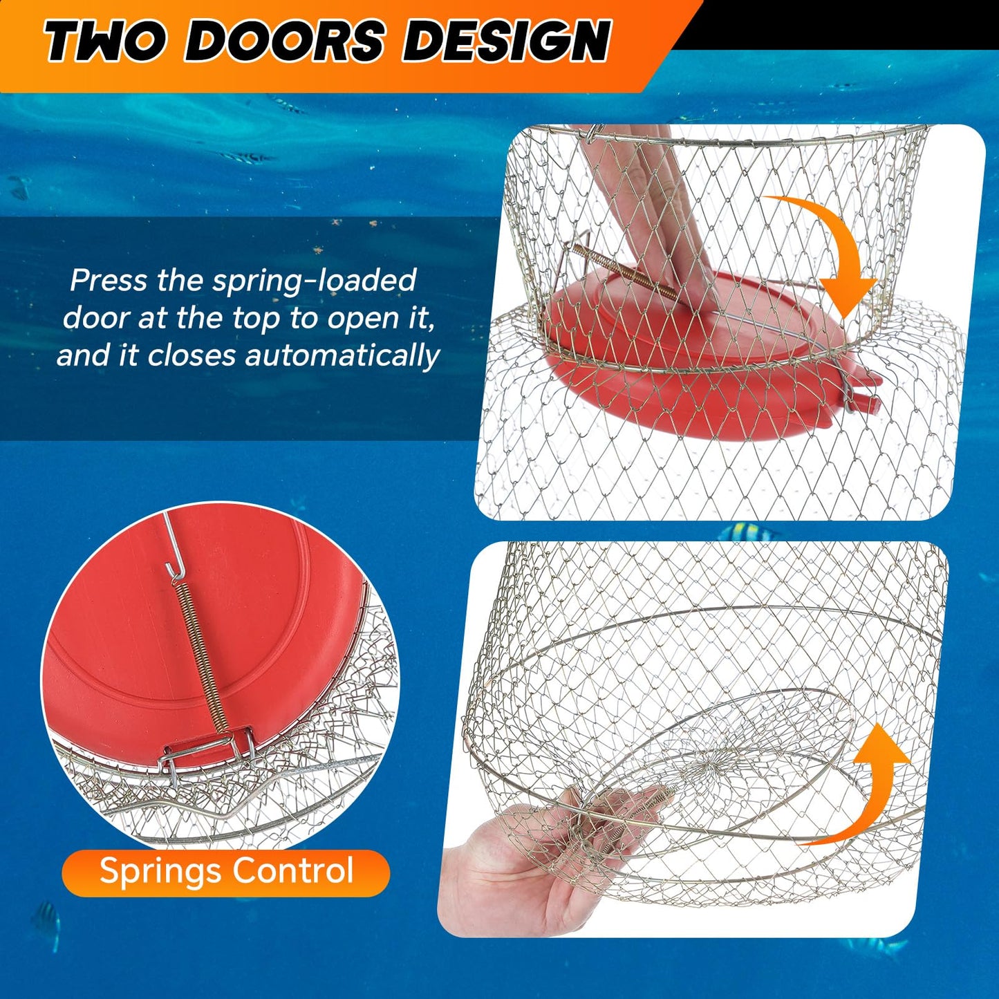 weyleity 2 Pack Floatable Galvanized Steel Wire Fish Basket