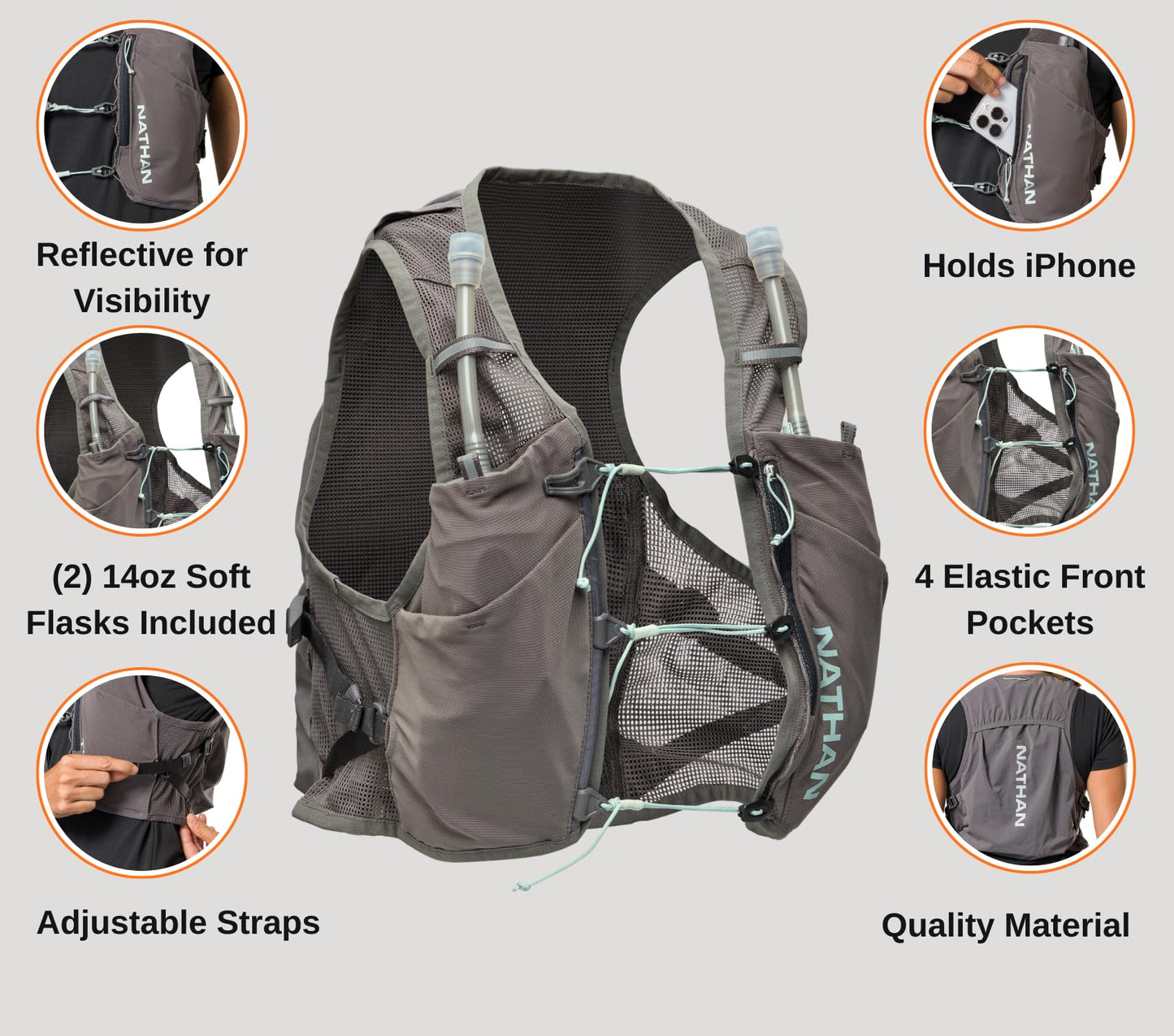 Nathan - Wm's Pinnacle Breeze 4L Charcoal/Surf Spray XXS-XS