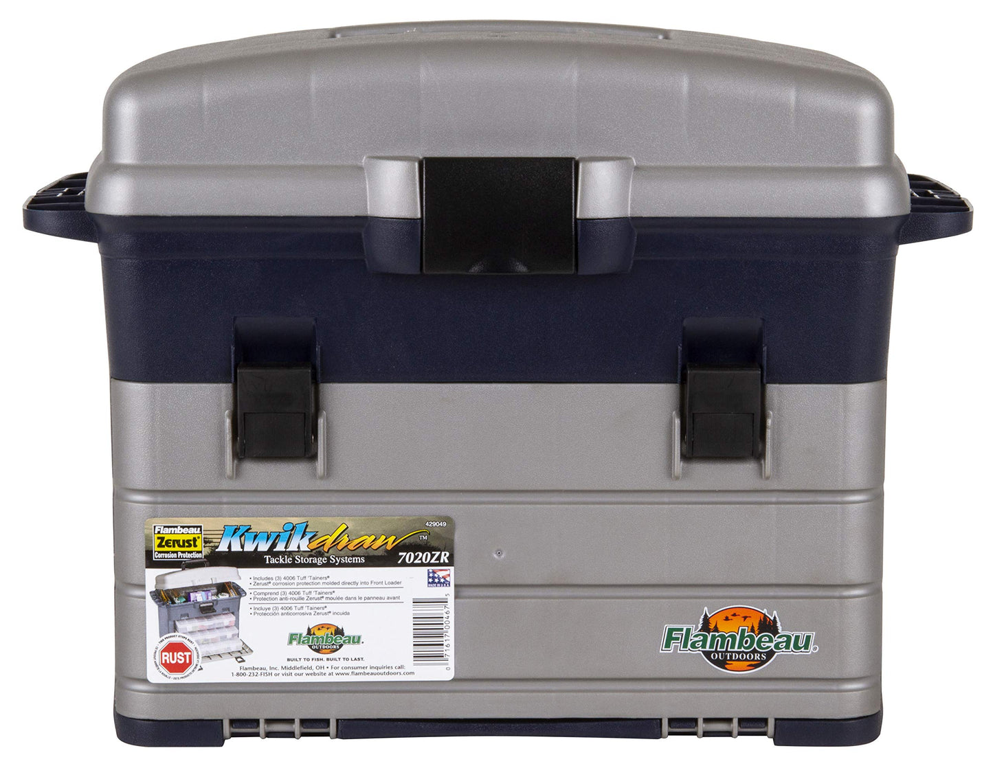 Flambeau Outdoors 7020ZR Zerust Front Loader, Portable Fishing & Tackle Storage with Zerust Anti-Corrosion Technology, Blue/Gray