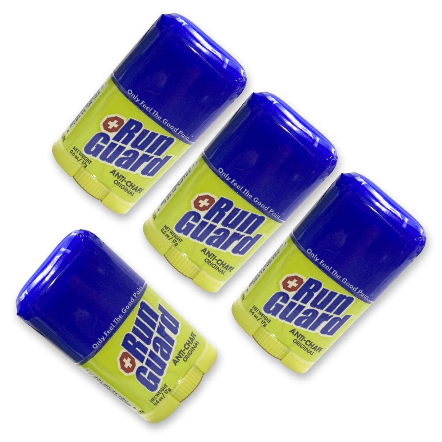 Run Guard Original Anti-Chafing Balm - Highly Effective USA Made Chafe Stick for Runners & Athletes - Sweat & Water-Resistant Formula - Sports Running Anti Chafe Soothing Balm Stick 0.6oz - Pack of 4