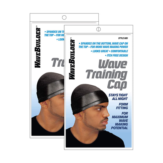 Wavebuilder Wave Training Cap, Black, 2 Pack