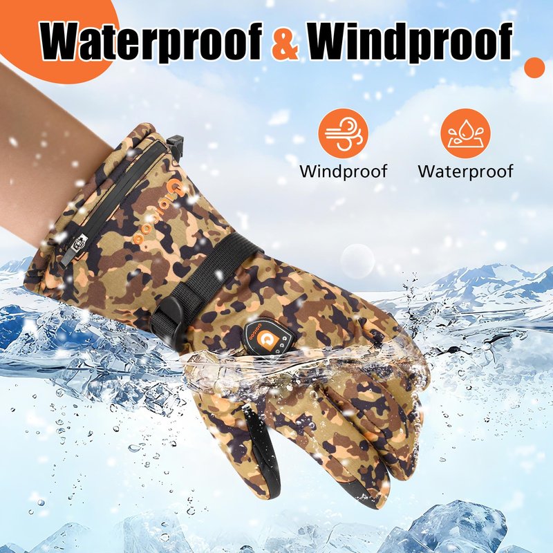 GIOIGOO Heated Gloves with 5 Heating Levels 7.4V 3200MAH Rechargeable Battery Mens Winter Gloves Cold Weather Hand Warmer Women Skiing Glove Winter Outdoor Adventure Snow Glove for Adult Women Men