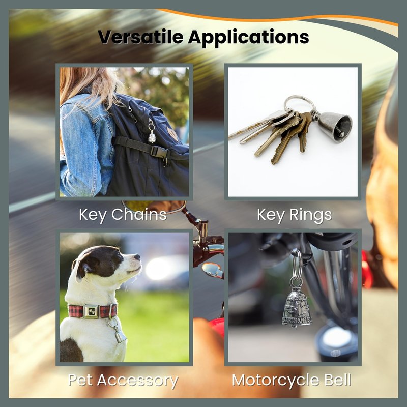 Guardian Bell "Handful Good Luck Bells w/Keyring & Black Velvet Gift Bag | Motorcycle Bell | Good Luck Gift to Friends/Family | Lead-Free Pewter Bike Bell | Made in The USA