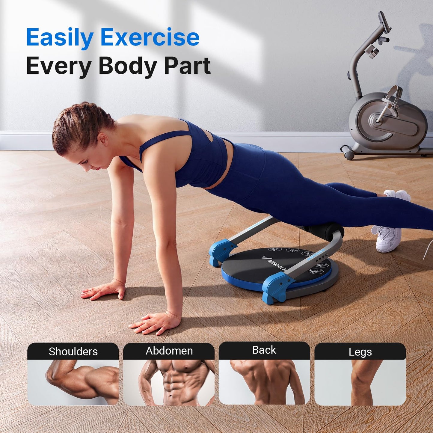 MERACH Ab Machine, Sit Up Exercise Equipment with 3 Adjustable Resistance Levels, Automatic Rebound Ab Crunch Machine for Core Workout, Ab Workout Equipment for Stomach