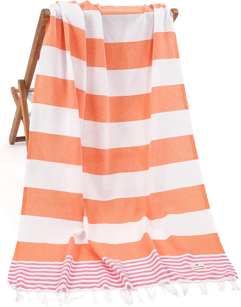 Soft Linen Peshtemal Beach Towels - 100% Cotton Quick Dry, Lightweight & Sand Free | 40"x70", Pink