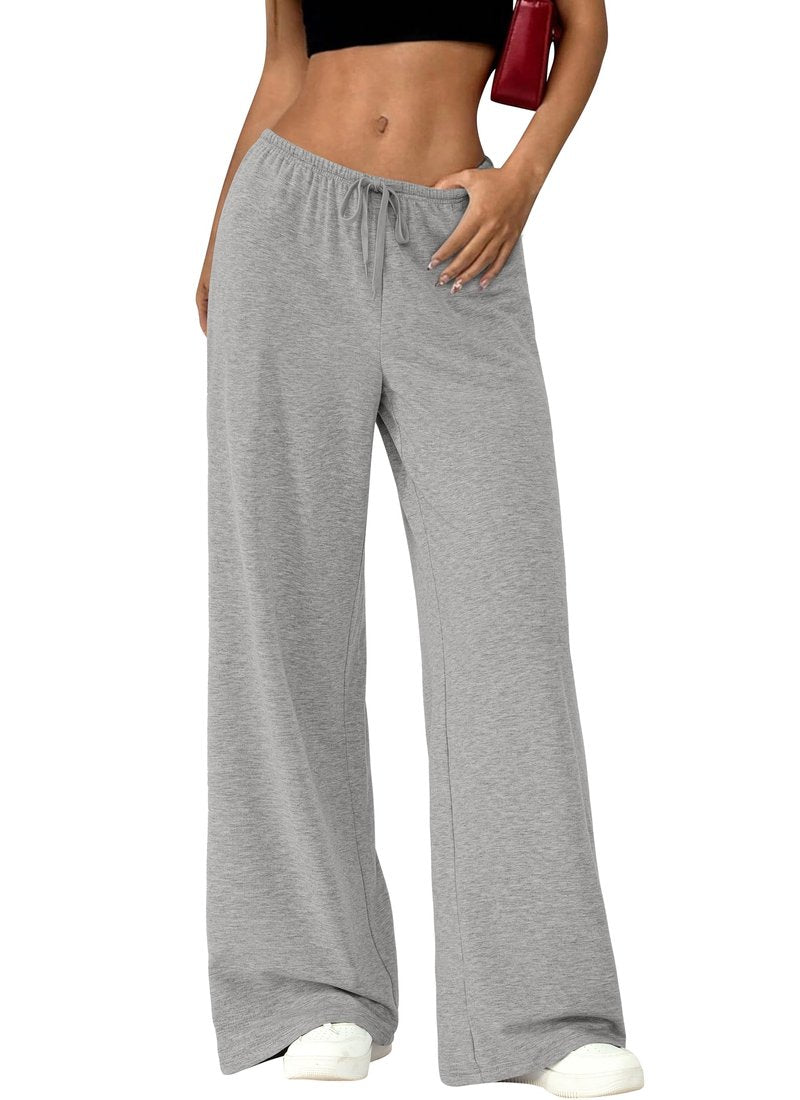 Okiwam Women's Wide Leg Sweatpants Casual Lounge Travel Pants Workout Joggers Fashion Outfits 2026 Summer Clothes-M Grey
