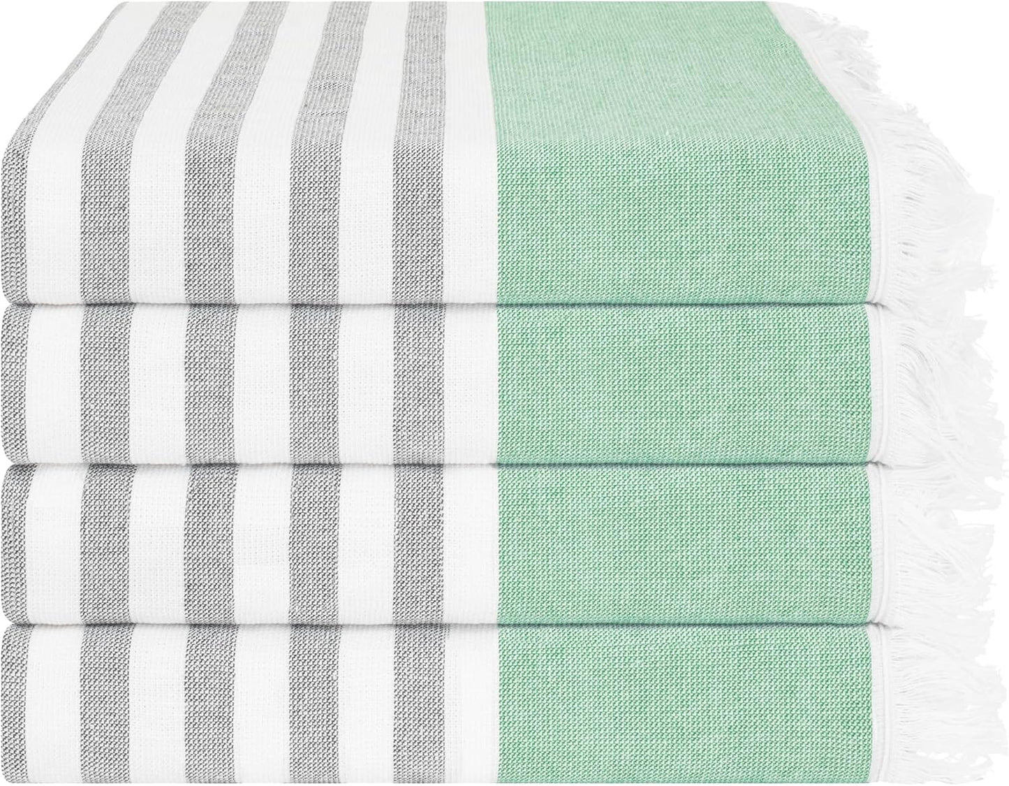 Peshtemal Beach Towels - 100% Cotton Lightweight Quick-Dry Sand-Free | 35"x60", Green