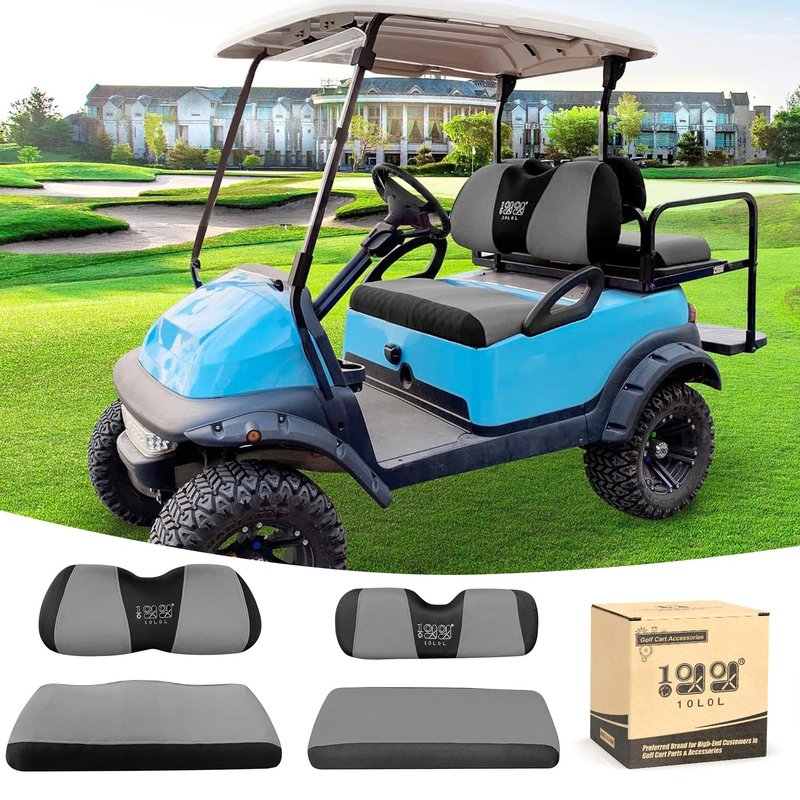 10L0L 4 Passenger Golf Cart Seat Covers, Front Rear Seat Cover Set for Yamaha G29 Drive, Club Car Precedent and Club Car DS Model, Made of 3D Air Mesh Polyester Fabric Breathable Washable - Grey