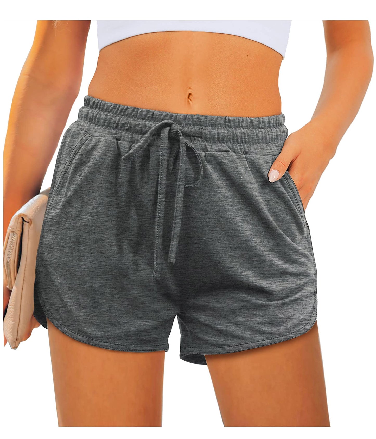 Aloodor Workout Shorts for Women Casual Summer Lounge Pajama Shorts M