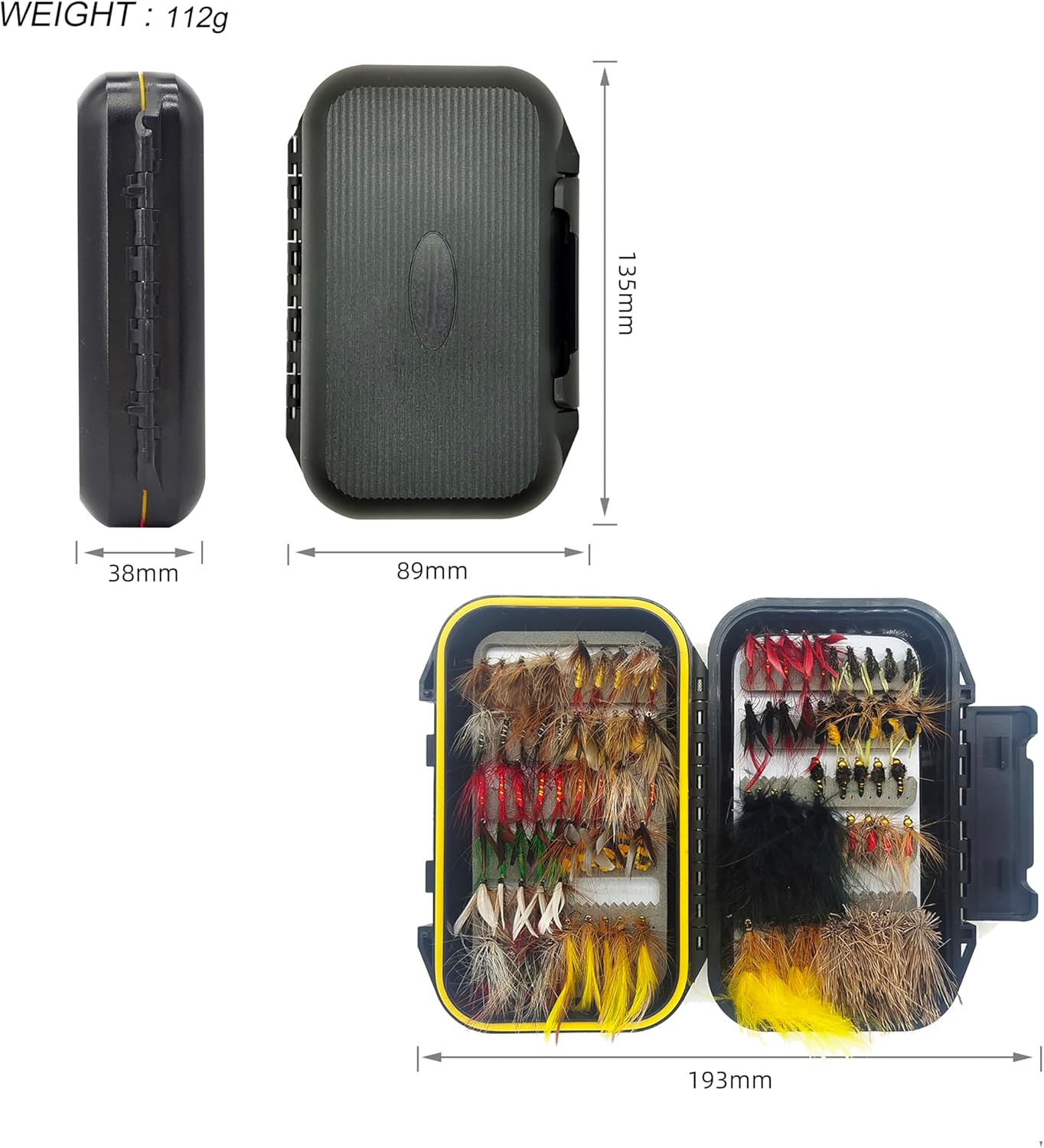Kylebooker Fly Fishing Flies Assortment Kit - 100pcs Dry & Wet Nymphs with Fly Box