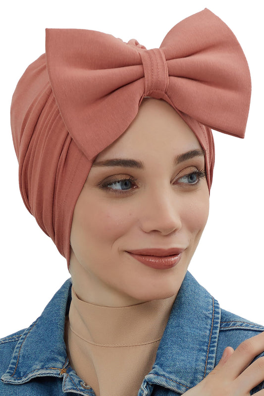 Aisha's Design Instant Turban with Bow for Women, 95% Cotton Head Wrap Hats, Hijab Cap Stylish Design