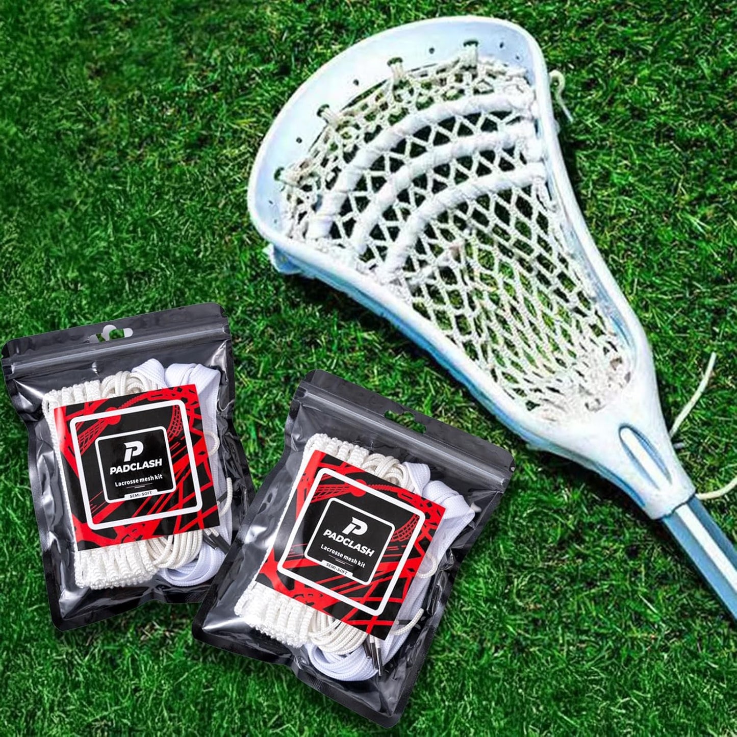 Lacrosse Mesh Stringing Kit - White Semi-Soft Mesh & Durable Strings