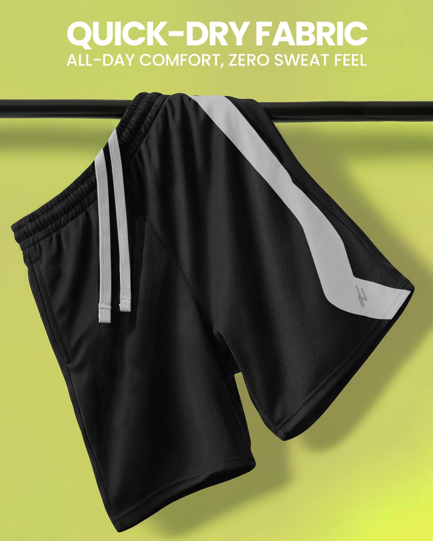 NY Threads Men's Athletic Shorts Quick Dry Loose-Fit Lightweight Running Workout Gym Shorts with Pockets, X-Large, Black White Panel