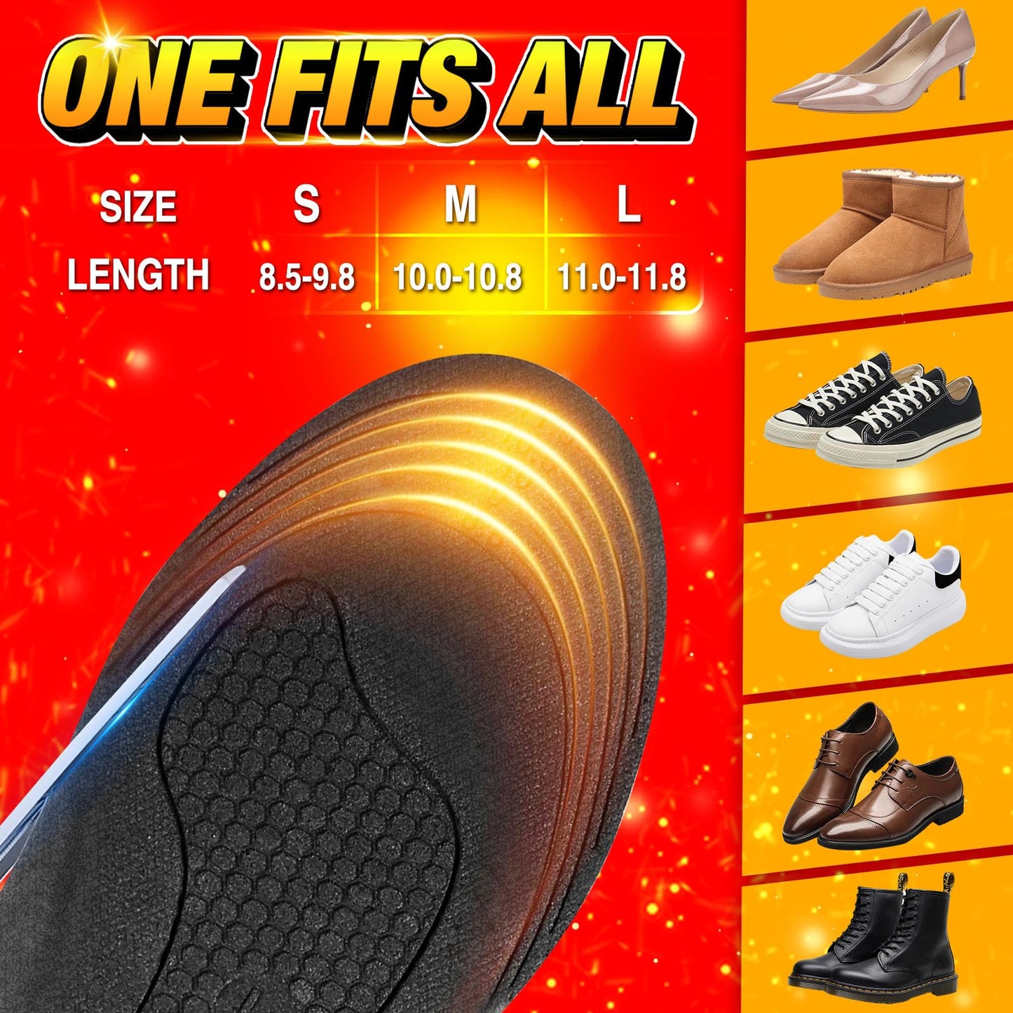 Heated Insoles for Men & Women with APP Control, 5000mAh Heated Insoles Rechargeable, Electric Foot Warmers for Hiking, Skiing, Camping, Hunting, Outdoor Work, Washable Heated Insoles Design L