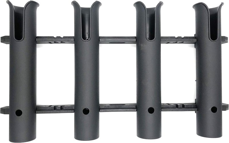 Fishing Rod Holder Rack - Wall Mounted 4-Pole Tubes for Organized Storage | Black Finish