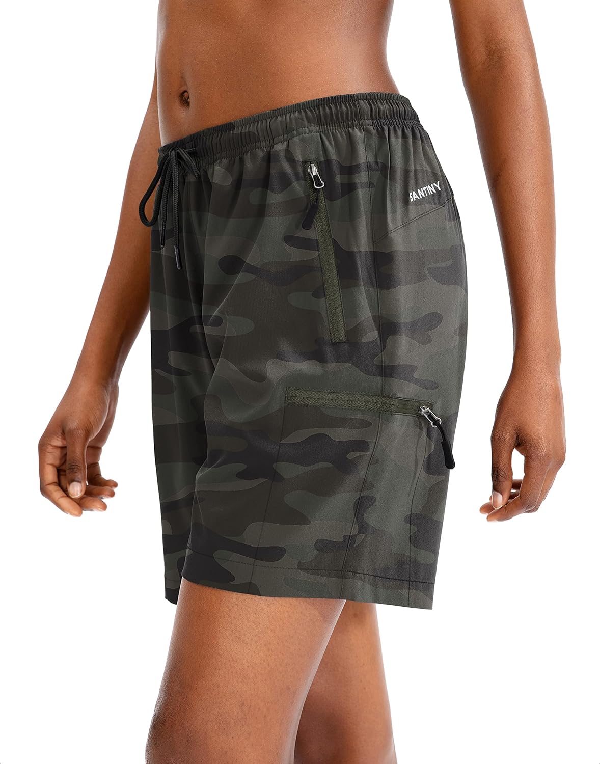 SANTINY Women's Quick Dry Hiking Cargo Shorts | Lightweight Athletic Shorts with Zipper Pockets - 5"/7"/9" Sizes