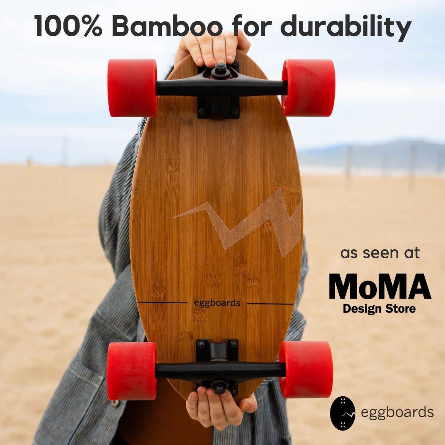 Eggboards Mini Longboard Cruiser Skateboard Complete | 19'' x 9'' | Portable Bamboo Cruiser Board. Easy to Carry, Smooth to Ride. Short Long Boards Skateboards for Adults, Beginners, Kids Skateboard.