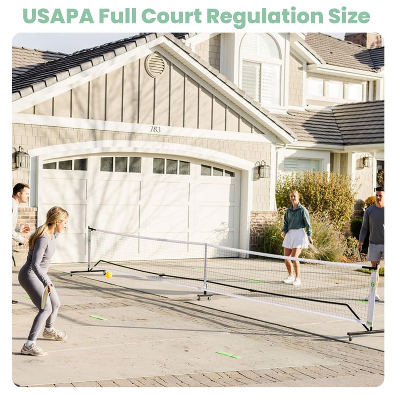 Hyponix Foldable Pickleball Set with Net — 22ft Portable Net with Wheels, Instant Setup, 4 Paddles, 6 Balls & Markers, Regulation Size, Compact Storage, Bag — Backyard, Driveway, Outdoor Games