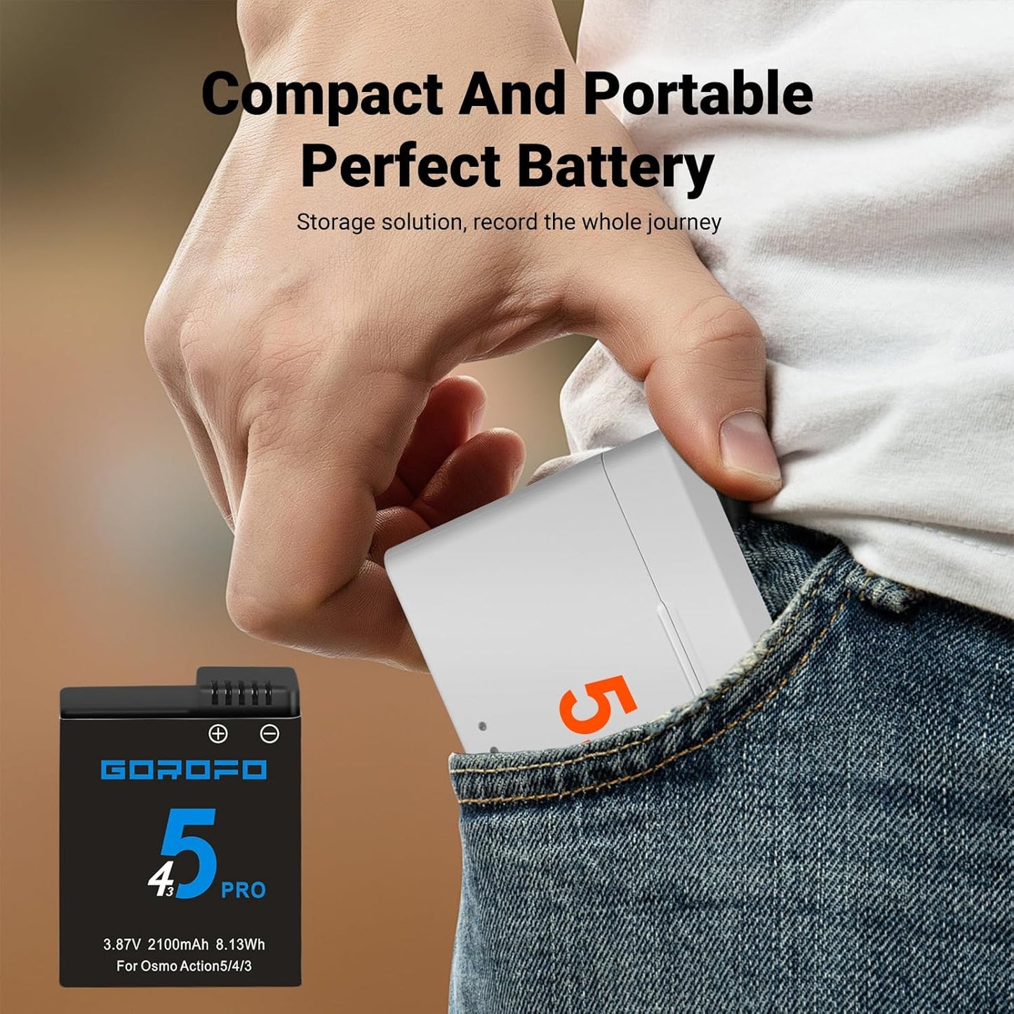 Osmo Action Replacement Batteries - 2-Pack Charger for Osmo Action 5 Pro, 4, 3 & 360 Cameras