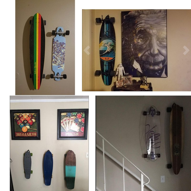 YYST Skateboard Wall Mount Wall Hanger Rack Storage Display - W/Hardware - No Board Included - W Style - 4/PK