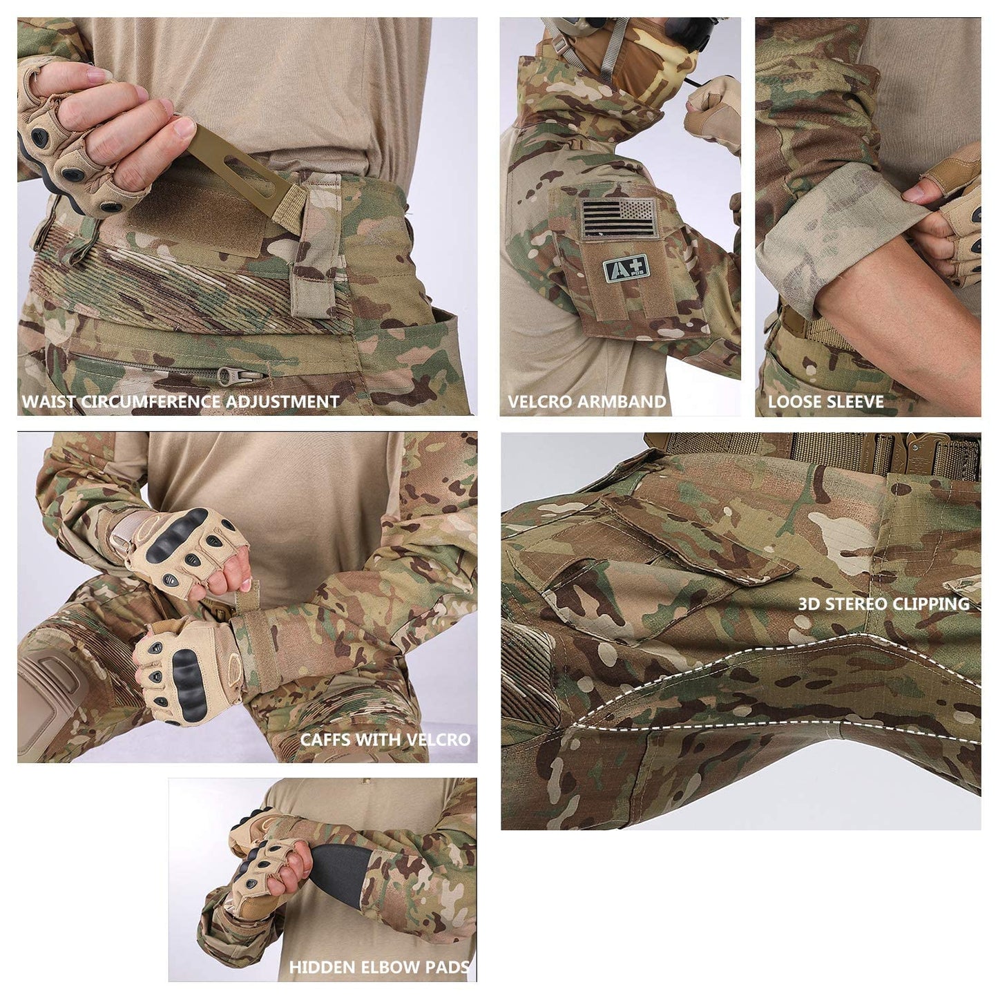 PAVEHAWK G3 Combat Clothing Suit Tactical Paintball Uniform Set Camo + Knee Pad