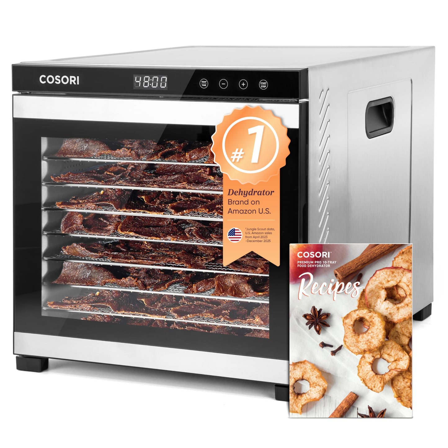 Cosori Food Dehydrator, 10 Stainless Steel Trays with 16.2 ft² Drying Space