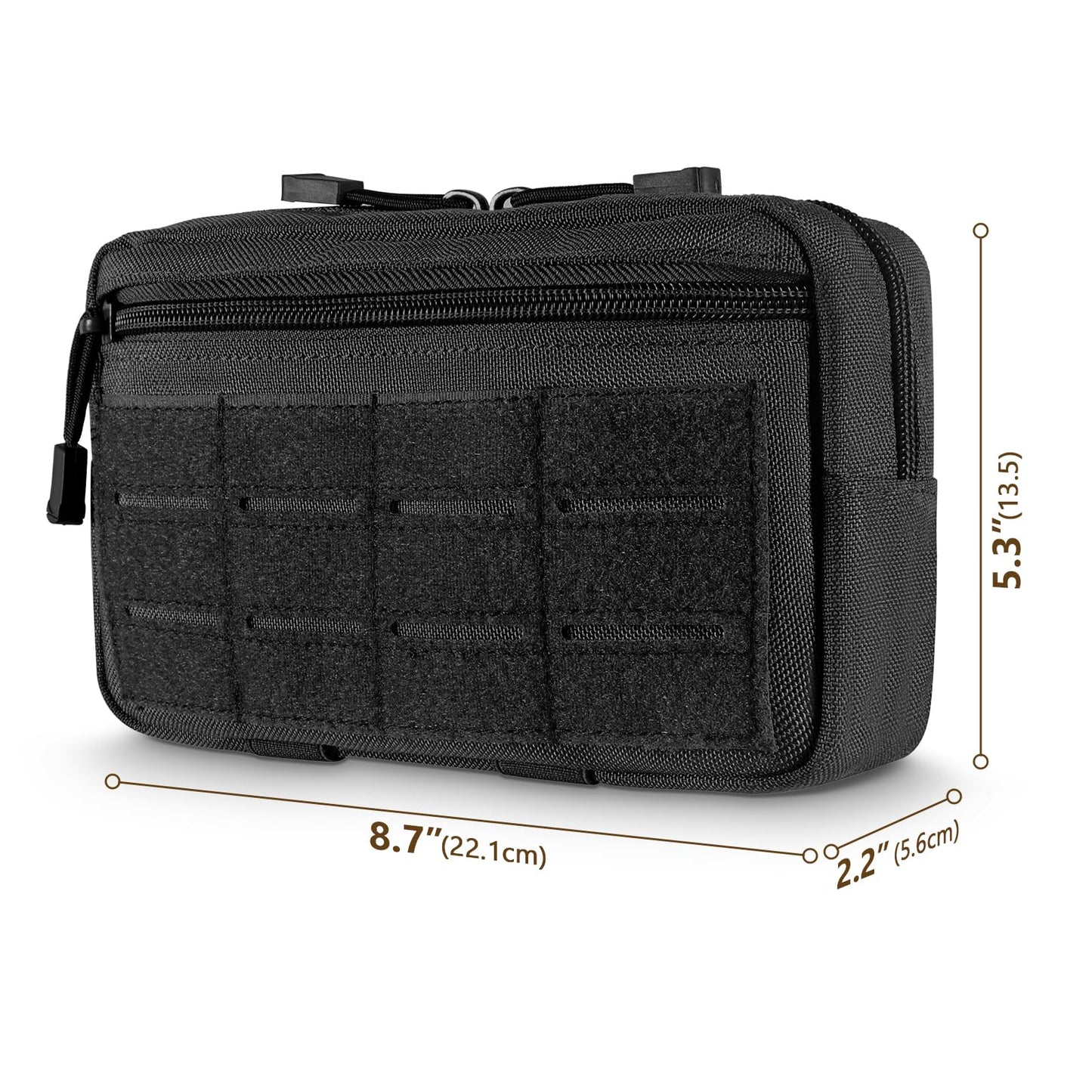 FRTKK Tactical Molle Admin Pouch Utility Laser Cut EDC Tool Pouch Bag Horizontal Modular Pouches Include US Flag Patch and Keychain (ACU)