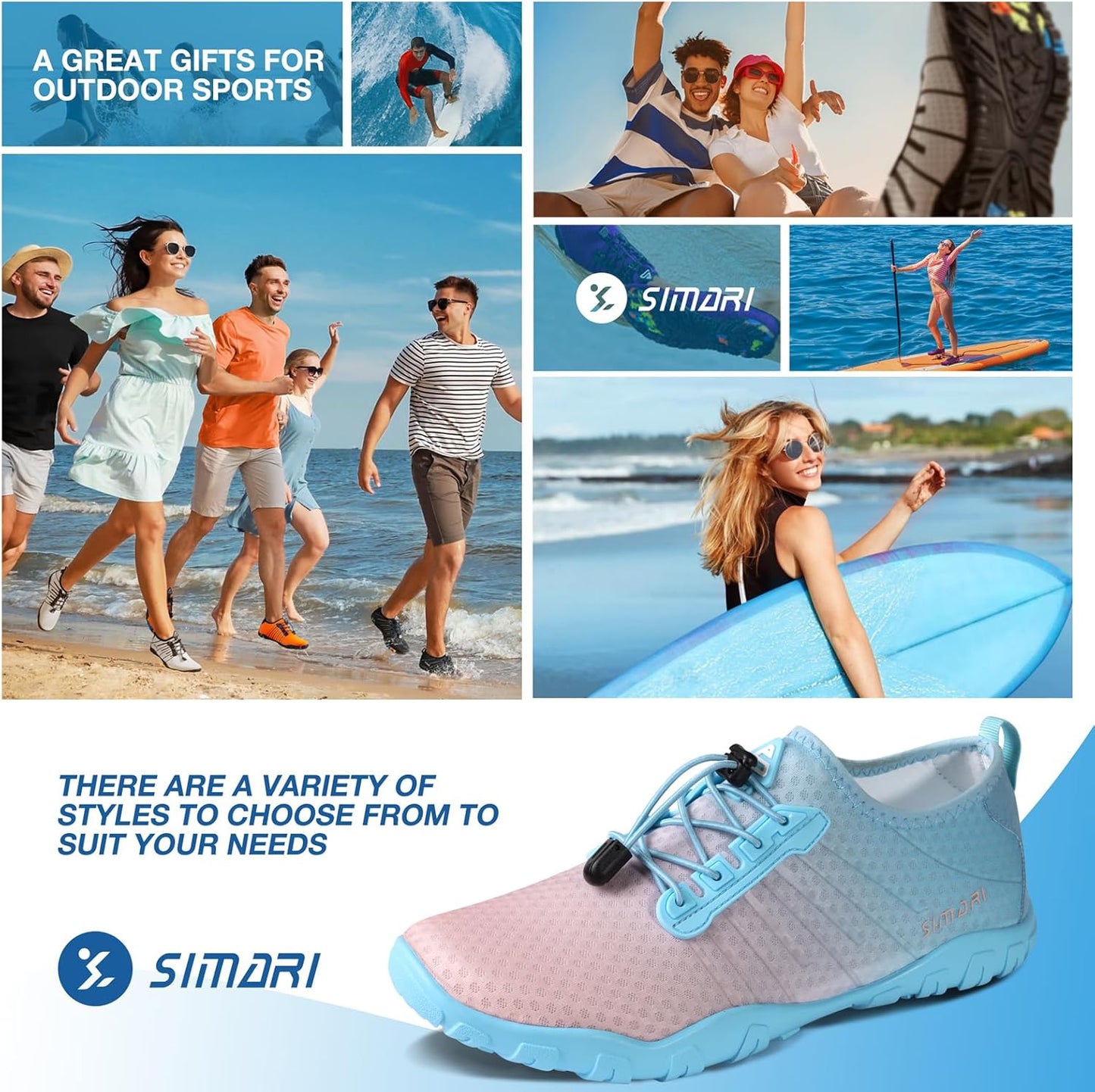 Water Shoes - Barefoot Quick-Dry Aqua Socks for Men & Women | Lightweight Non-Slip Swim Shoes for Surfing, Beach Sports, Kayaking