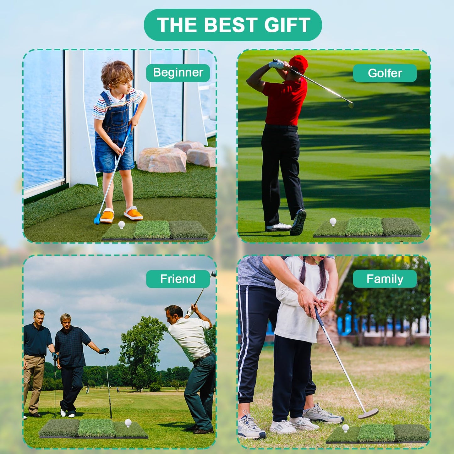 HOYWOUL Golf Practice Mat 12"x24" Golf Hitting Mat Portable Training Matt Indoor Outdoor Chipping Putting Training Mats for Backyard Garage – Gift for Golfers, Beginners & Pros