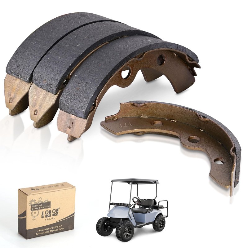 10L0L Golf Cart Brake Shoes for Club Car DS 1995-up, Precedent 2004-up, Yamaha G1 G2 G8 G9, EZGO 1986.5-1996, OEM 1018232-01 23364G1 J17-25340-00, Set of 4 (2 Long, 2 Short)