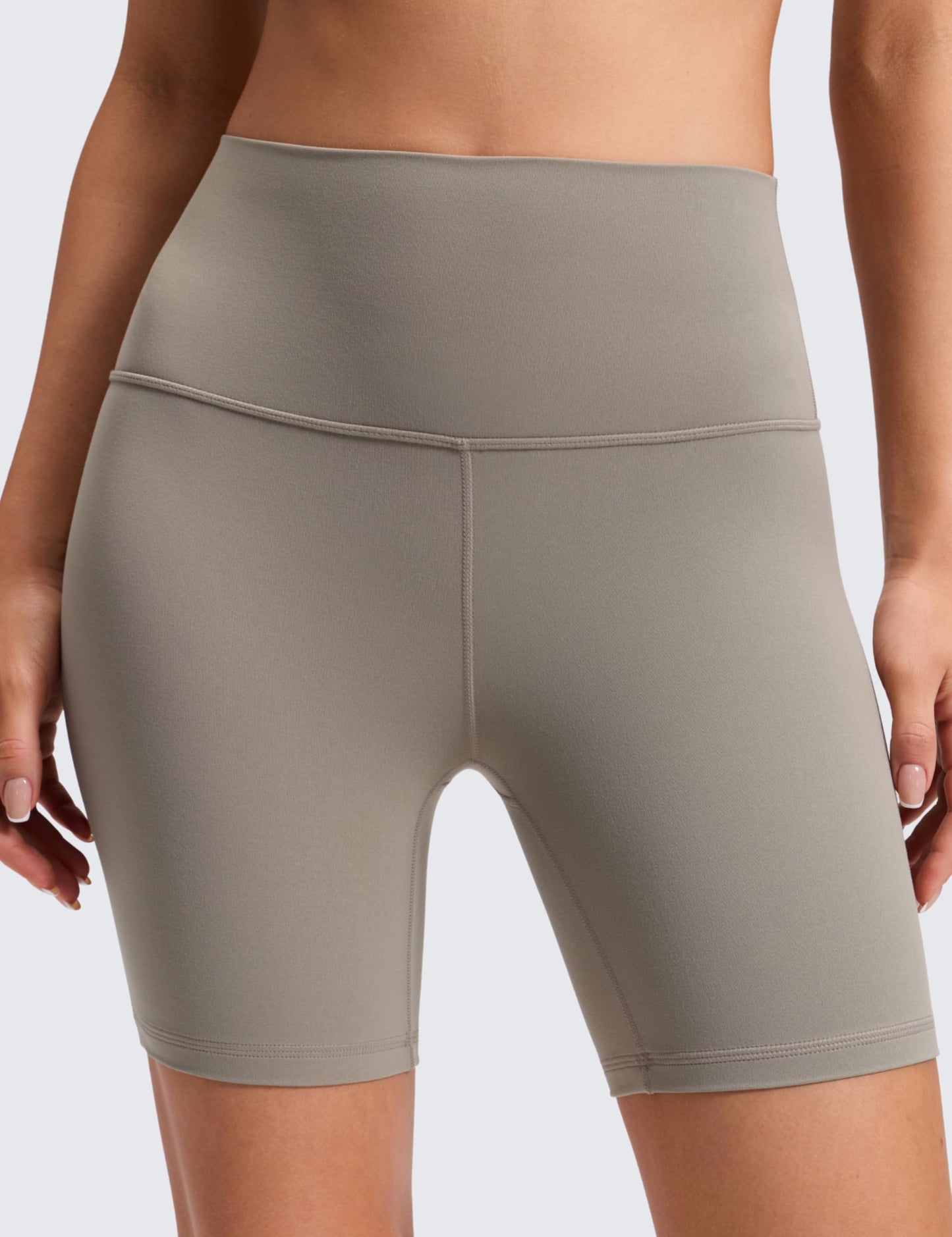 CRZ YOGA ButterLuxe Biker Shorts 6" - High Waisted Workout Running Volleyball Spandex Yoga Womens Warm Ash Grey Small