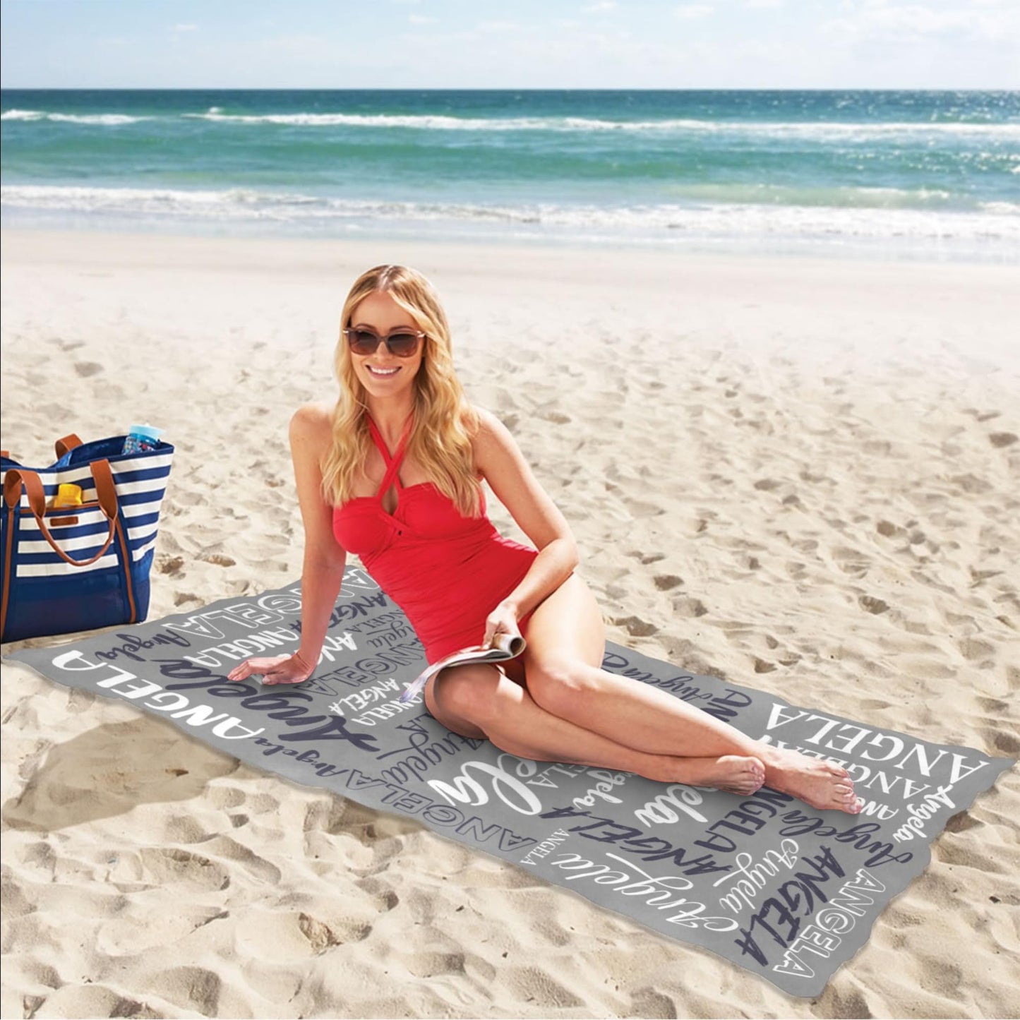 Esmtuaij Personalized Beach Towels for Kids and Adults, Custom Beach Towels with Name, Custom Quick-Drying Travel & Pool & Beach Towels,Customized Gifts for Women & Men & Children