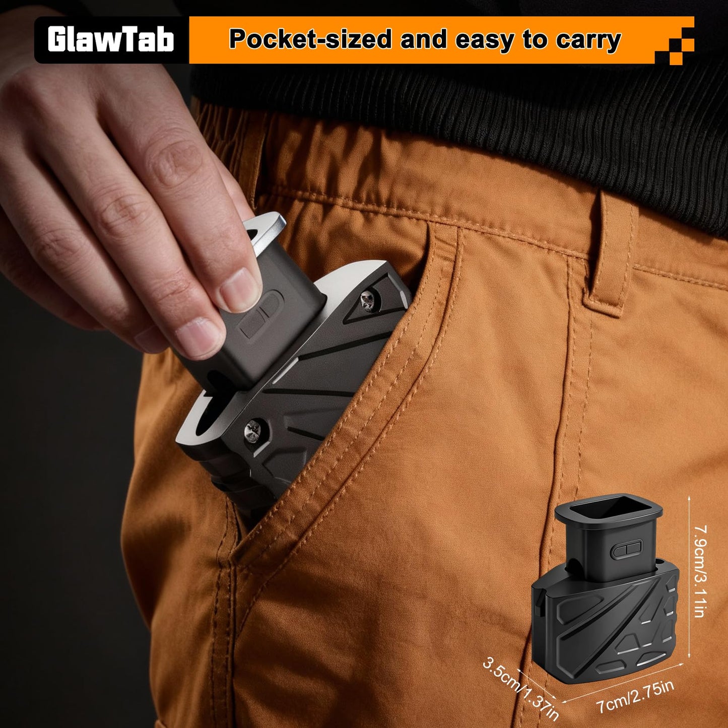 GlawTab Magazine Speed Loader for Glock 9mm/.40 S&W | Fits Glock 17/18/19/22/23/24/26/27/34/35/45/47 | Effortless Pain-Free Reloading, Portable & Stable Design | Ideal Gift for Shooters
