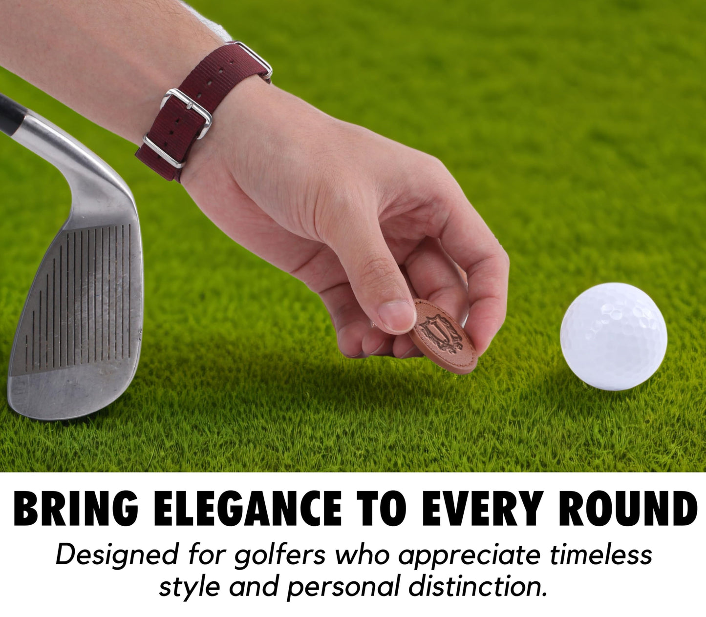 CybGene Golf Ball Markers (Tan, Set of 2) - Golf Gifts for Men - Golf Accessories Leather Golf Markers - J