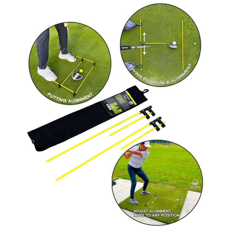 Golf Alignment Guide Sticks – Adjustable Swing & Putting Trainer Aid | Fix Slice, Improve Posture, Ball Position & Over-the-Top Swing | Indoor & Outdoor Practice