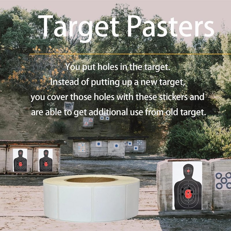 Target Pasters - 1 Inch Adhesive Stickers for Shooting Practice | 2000 Pieces for Range Targets