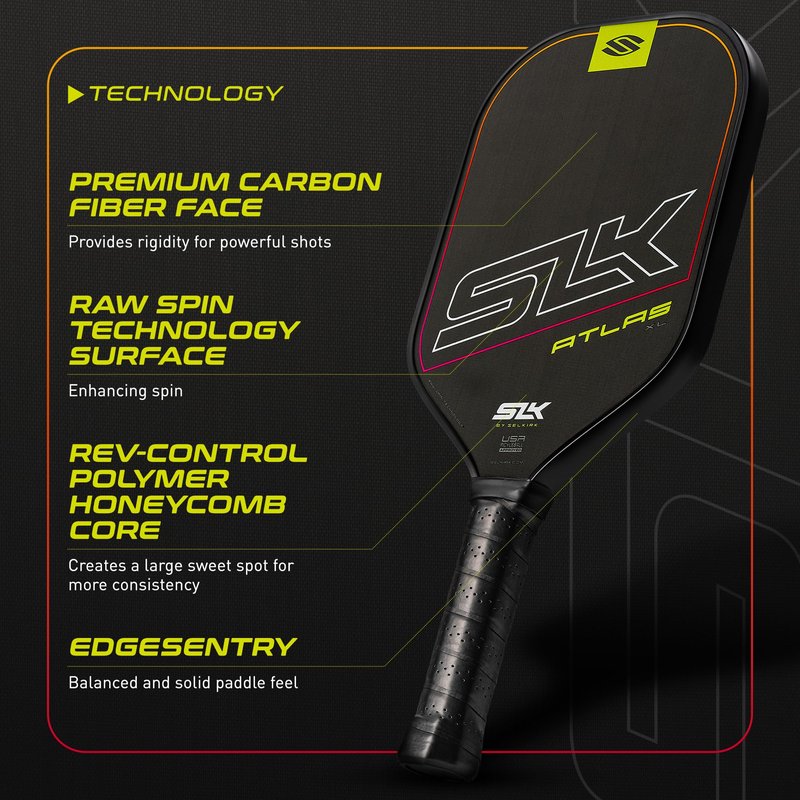 Selkirk Sport Atlas XL Pickleball Paddle | SLK Raw Carbon Fiber Paddle | The Perfect Starter for Any Upcoming Pickleball Player | Ember