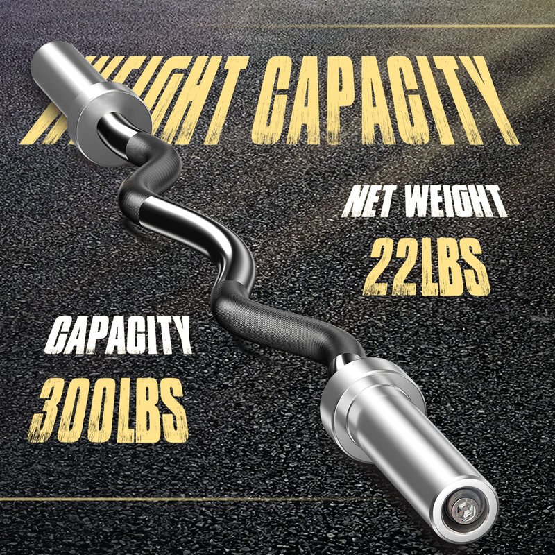 Elevens Olympic Barbell EZ Bar Curl Bar 4ft/5ft/7ft for 2 Inch Weight Plates, Perfect for Home Fitness (300lb/330lb/400lb/700lb/1000lb/1500lb)