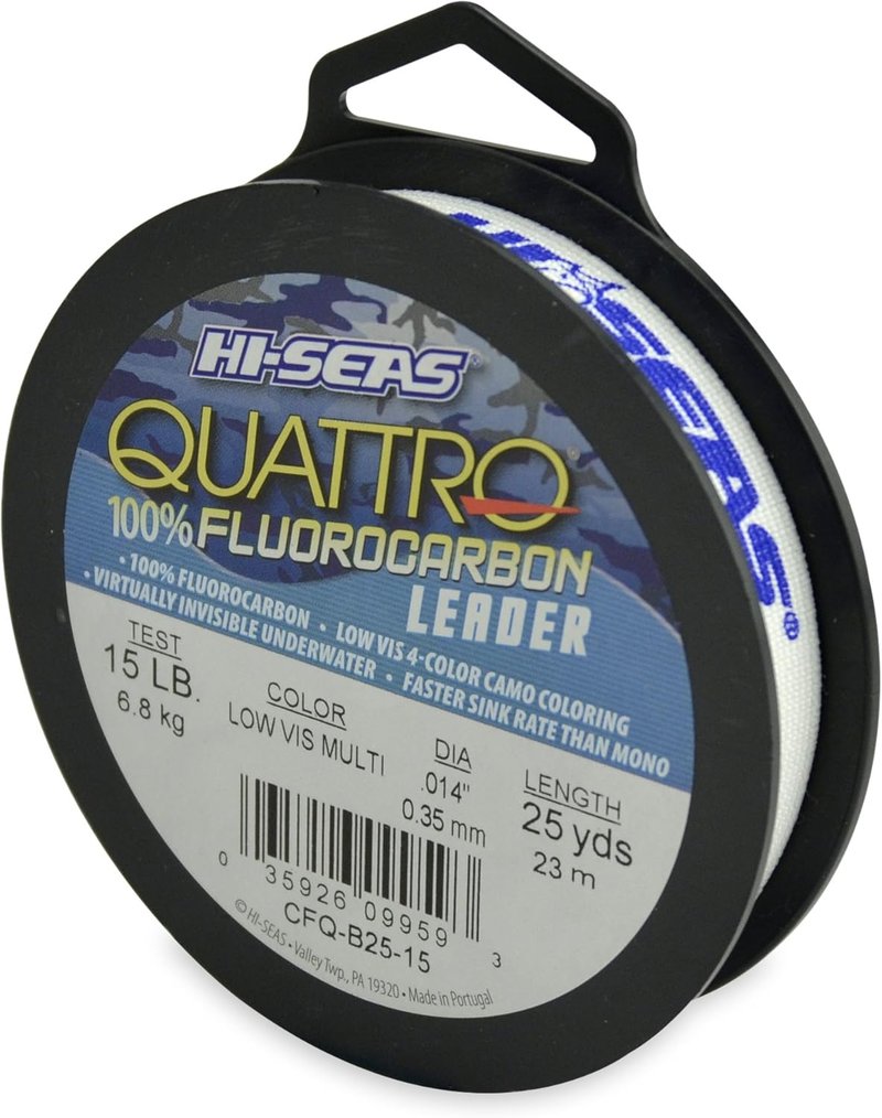 Hi-Seas Quattro Fluorocarbon Fishing Leader - 100% Strong & Durable | 30lb Test