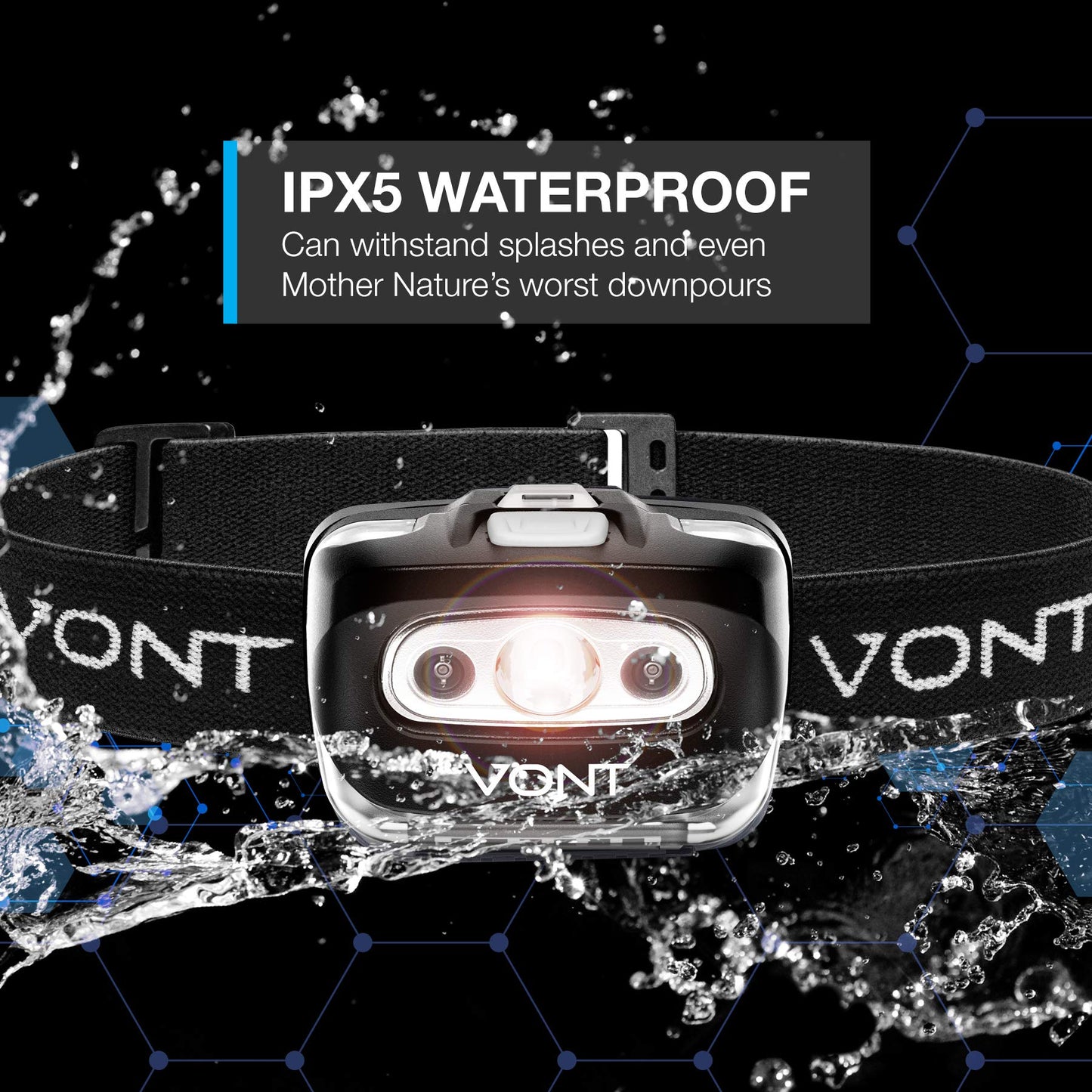 Vont LED Headlamp [Batteries Included, 2 Pack] IPX5 Waterproof, with Red Light, 7 Modes, Head Lamp, for Running, Camping, Hiking, Fishing, Jogging, Headlight Headlamps for Adults & Kids, Red