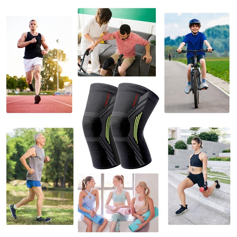 Knee Brace for Women & Men - UFITVELL 2 Packs knee compression sleeve for Knee Pain, Ideal for Gym, Running, Basketball, volleyball, Yoga, Support Meniscus Tear, swelling & Arthritis Pain Relief -