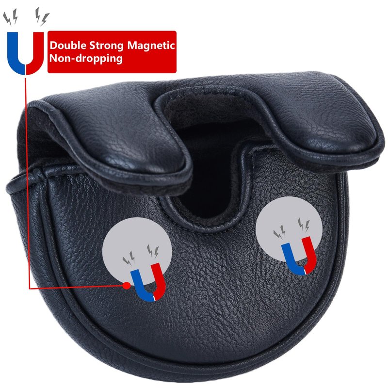 Gbourly Golf Club Mallet Putter Head Cover Fits for OZ.1 MEZZ.1 MAX Club with Magnetic Closure Center Shafted PU Leather Headcover (Black)