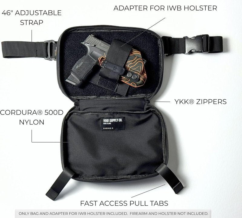 Concealed Carry Sling Bag - Full Size Tactical EDC Crossbody Bag with Quick Access | Includes IWB Holster Adapter