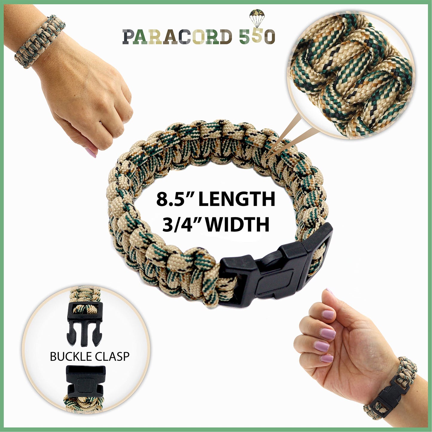 FROG SAC 12 Paracord Bracelets for Boys, Camo Survival Tactical Bracelet Braided with 550 LB Parachute Cord, Teen Camping Gifts Accessories, Military Gear Army Nerf Party Favors