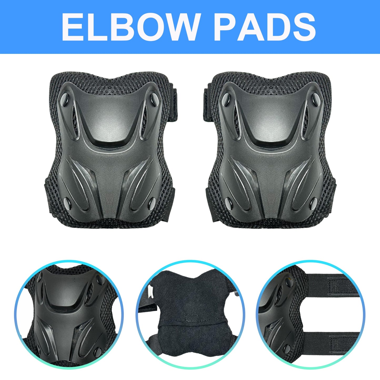 ENHERWE 12-16 Years Kids Youth Protective Gear Set,Include Knee Pads,Wrist Guards and Elbow Pads,Protective Gear Set for Inline Skating,Cycling,Bike Rollerblading and Kids Skateboard,Roller Skates
